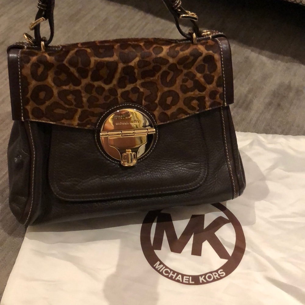 MICHAEL KORS LEATHER LEOPARD HANDBAG